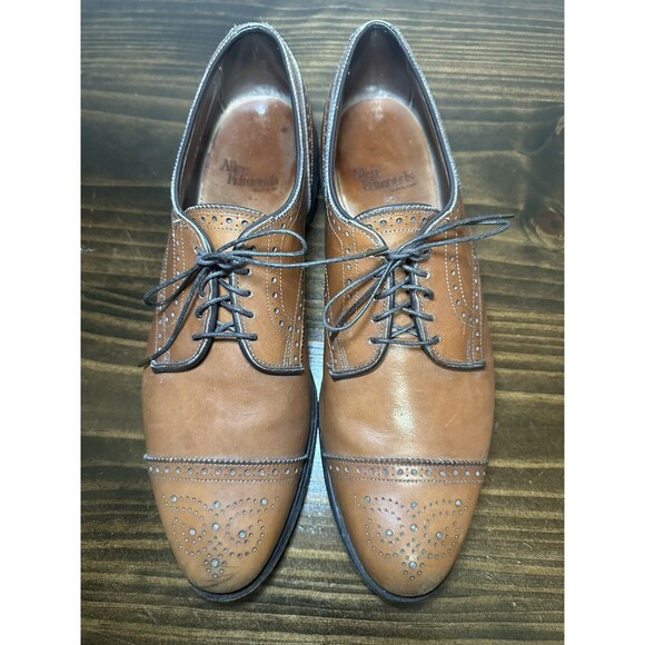 ALLEN EDMONDS Sanford Brogue Oxford Brown Cap Toe Dress Shoes Men's 12 AA - Picture 6 of 13